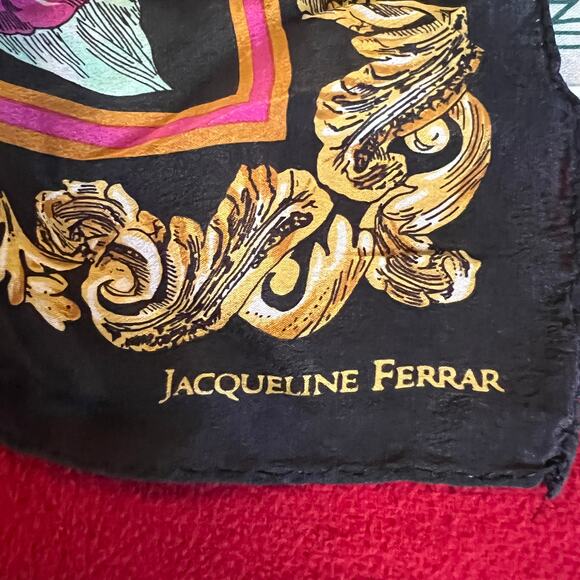 Vintage Jacqueline Ferrar Floral Silk Scarf wrap clothing accessory 30x30 - Picture 6 of 6
